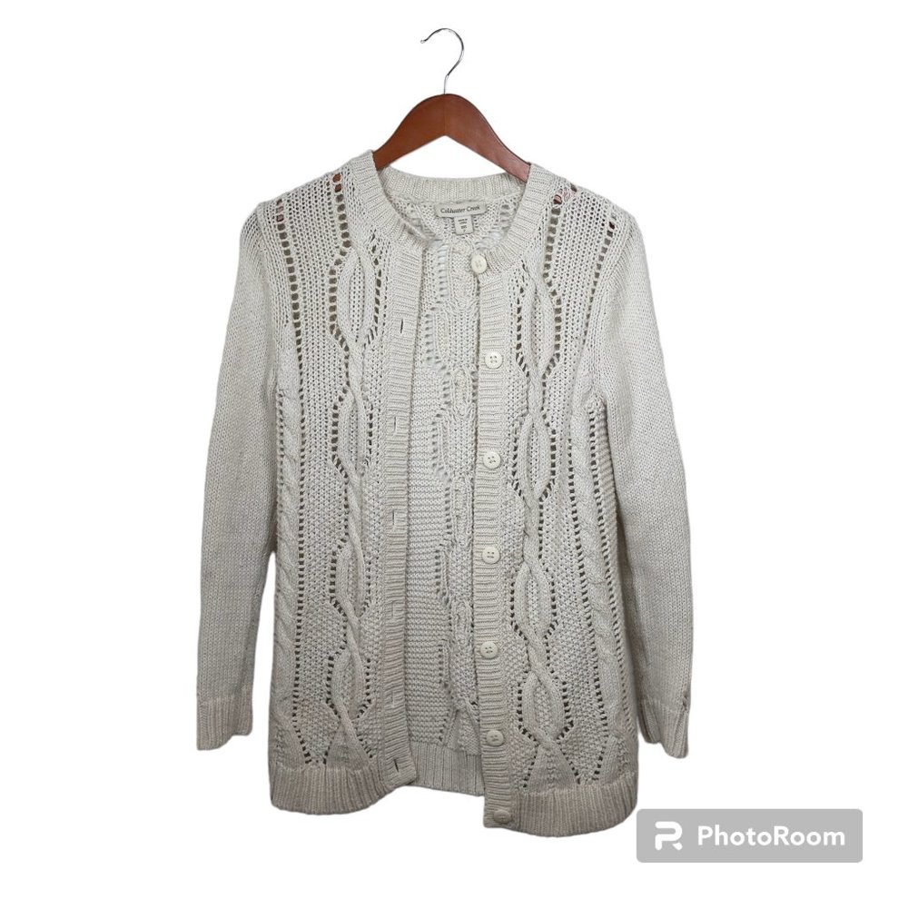 Pre-Owned Coldwater Creek White Wool Blend Cardigan, Size XXS